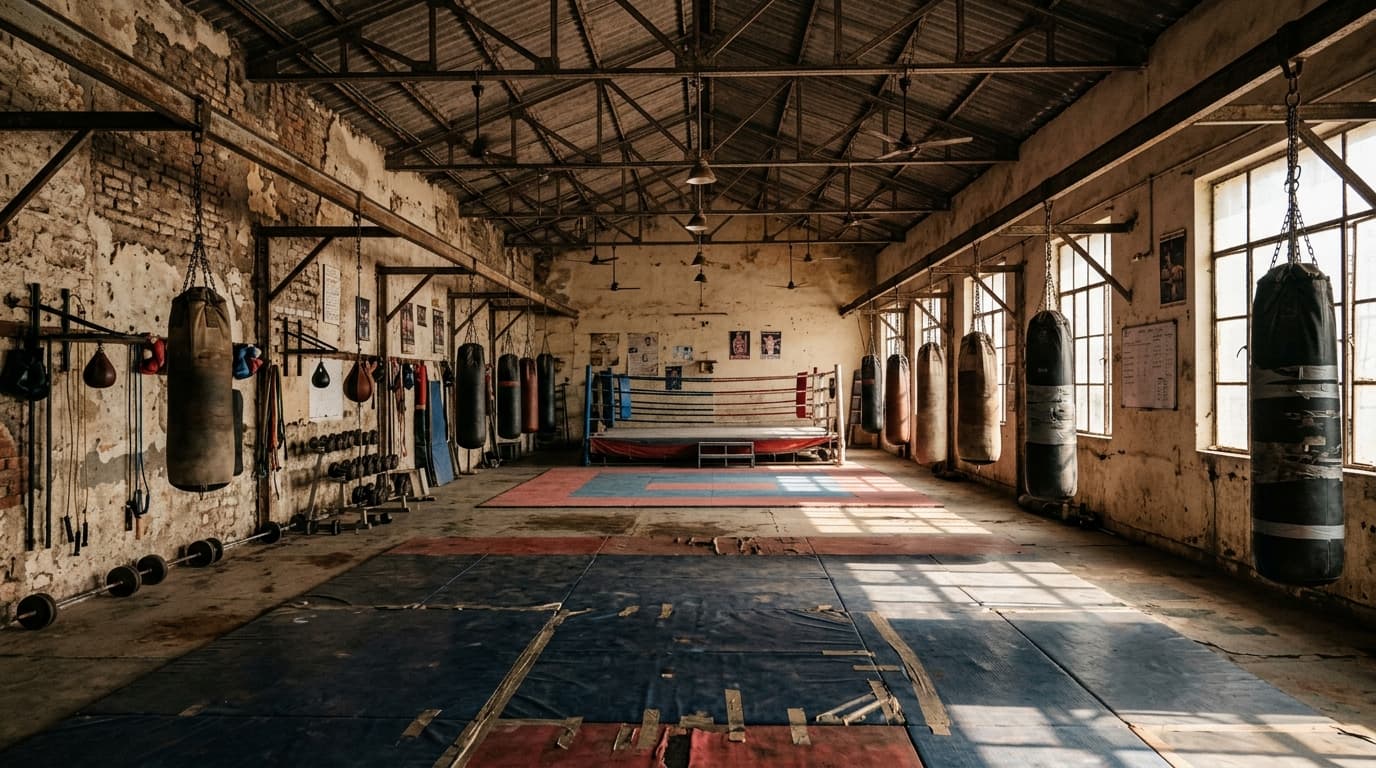 NOX Fight Club training floor — heavy bags and authentic gym space, Olavanna Kozhikode