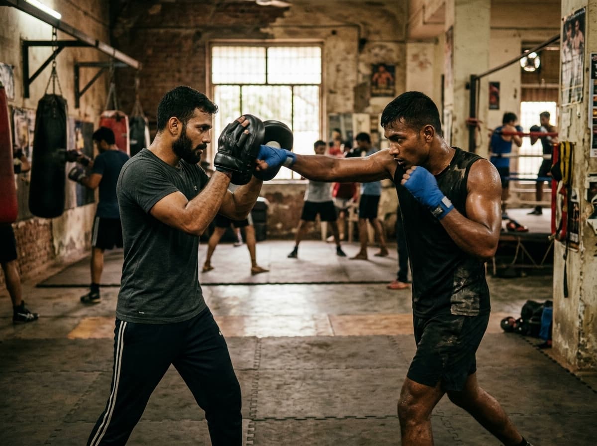 Focus pad training session at NOX Fight Club, Kozhikode