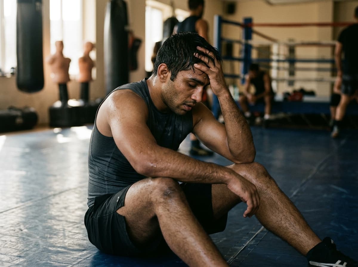 Combat athlete after intense training at NOX Fight Club