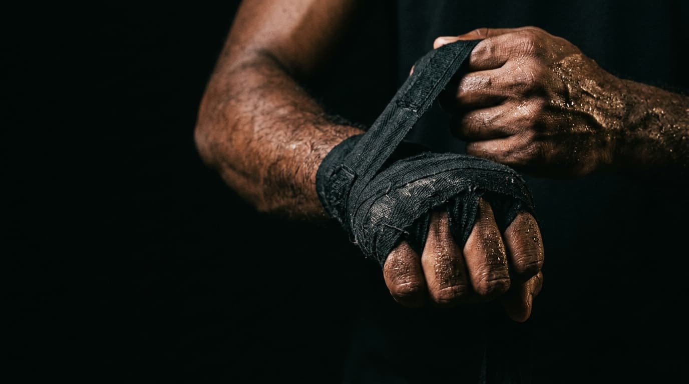 Combat athlete training with hand wraps at NOX Fight Club, Kozhikode